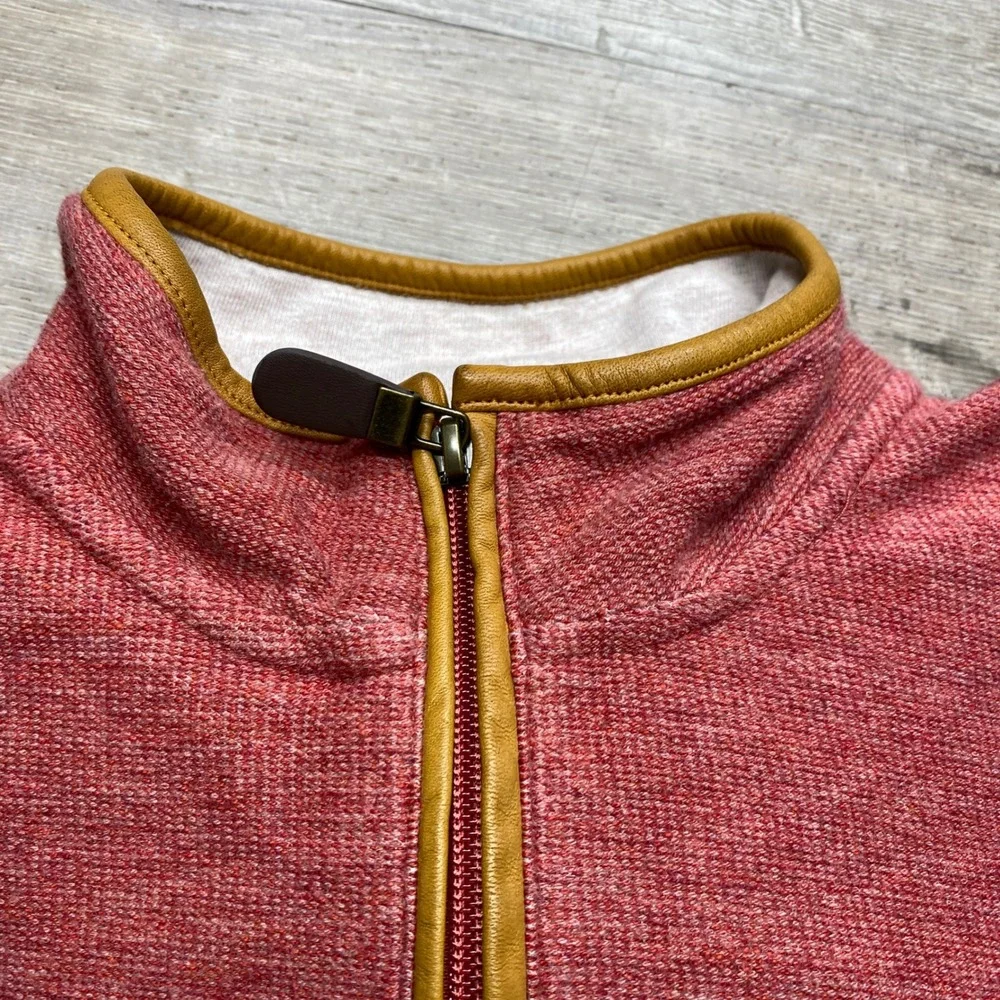 Orvis Pullover Mens XL Red Leather‎ Elbow Patch 1/4 Zip Sweater 8H82 Outdoor
